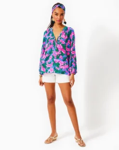 Elsa Silk Top -Lilly Pulitzer Shop 000657 cerisepinksafarisunset a4 sf