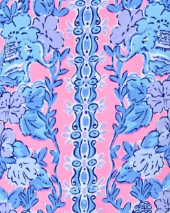 Donna Square Neck Romper -Lilly Pulitzer Shop 008196 soleilpinkpalmparadiseengineeredromper a5 sf