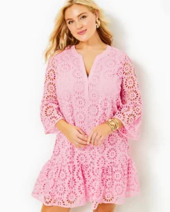 Bekah Eyelet Dress 10 Bekah Eyelet Dress -Lilly Pulitzer Shop 010606 peonypinkoversizedpinwheeleyelet a4 sf