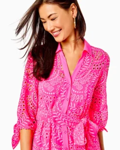 Amrita Midi Shirtdress -Lilly Pulitzer Shop 010634 pinkisleswirlyfernscallopedeyelet a3 sf
