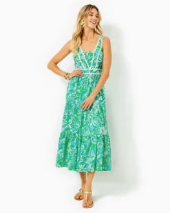 Pollie Midi Dress -Lilly Pulitzer Shop 010643 botanicalgreensafarisangria a3 sf