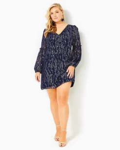 Cleme Silk Dress 13 Cleme Silk Dress -Lilly Pulitzer Shop 011824 truenavyfishclipchiffon a6 sf