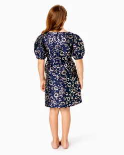 Girls Mini Kasslyn Dress 8 Girls Mini Kasslyn Dress -Lilly Pulitzer Shop 011983 lowtidenavygoldpufffloralbrocade a3 sf