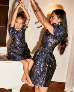 Girls Mini Kasslyn Dress 10 Girls Mini Kasslyn Dress -Lilly Pulitzer Shop 011983 lowtidenavygoldpufffloralbrocade a5 sf