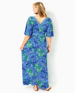 Addison Elbow Sleeve Maxi Dress 11 Addison Elbow Sleeve Maxi Dress -Lilly Pulitzer Shop 012042 abacoblueinturtleaweengineeredmaxidress a5 sf