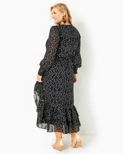Cristiana Midi Dress -Lilly Pulitzer Shop 012498 onyxviscosemetallicclipdobby a6 sf