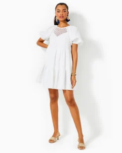 Charlet Short Sleeve Linen Dress 9 Charlet Short Sleeve Linen Dress -Lilly Pulitzer Shop 012832 resortwhite a4 sf