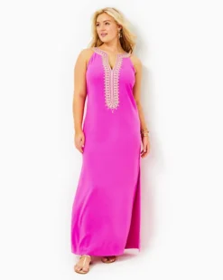 Sandrah Embroidered Maxi Shift Dress -Lilly Pulitzer Shop 012868 wildfuchsia a4 sf