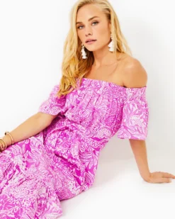Isbell Off-The-Shoulder Linen Midi Dress -Lilly Pulitzer Shop 012887 wildfuchsiaswiperight a4 sf