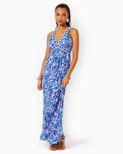 Serena V-Neck Maxi Dress -Lilly Pulitzer Shop 012953 bluetangflockingfabulousengineeredknitdress a3 sf