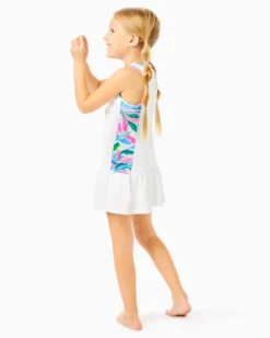 UPF 50+ Luxletic Girls Mini Mixed Doubles Dress -Lilly Pulitzer Shop 013171 resortwhite a4 sf
