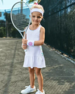 UPF 50+ Luxletic Girls Mini Mixed Doubles Dress -Lilly Pulitzer Shop 013171 resortwhite a6 sf