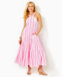 Jenette Striped Halter Maxi Dress -Lilly Pulitzer Shop 013377 havanapinksailsandstripesseersucker a3 sf