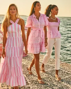 Jenette Striped Halter Maxi Dress -Lilly Pulitzer Shop 013377 havanapinksailsandstripesseersucker campaigntest sf