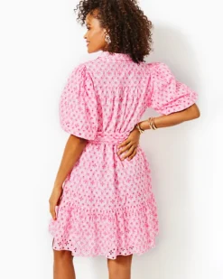 Cartley Elbow Sleeve Eyelet Shirtdress
