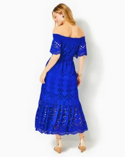 Isbell Off-The-Shoulder Eyelet Midi Dress