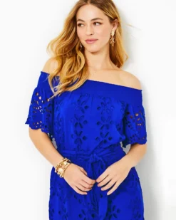 Isbell Off-The-Shoulder Eyelet Midi Dress 10 Isbell Off-The-Shoulder Eyelet Midi Dress -Lilly Pulitzer Shop 013661 bluegrottosoireeeyelet a3 sf