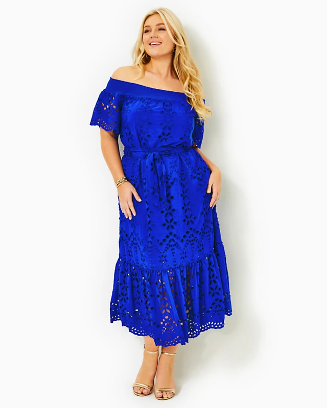 Isbell Off-The-Shoulder Eyelet Midi Dress 4 Isbell Off-The-Shoulder Eyelet Midi Dress - Image 4