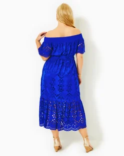 Isbell Off-The-Shoulder Eyelet Midi Dress 12 Isbell Off-The-Shoulder Eyelet Midi Dress -Lilly Pulitzer Shop 013661 bluegrottosoireeeyelet a5 sf
