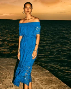 Isbell Off-The-Shoulder Eyelet Midi Dress 14 Isbell Off-The-Shoulder Eyelet Midi Dress -Lilly Pulitzer Shop 013661 bluegrottosoireeeyelet campaigntest sf