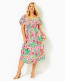 Selah Short Sleeve Smocked Midi Dress -Lilly Pulitzer Shop 013663 multijourneytothejungle a5 sf