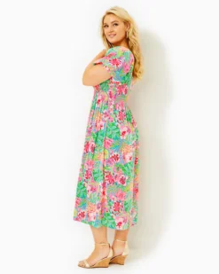 Selah Short Sleeve Smocked Midi Dress -Lilly Pulitzer Shop 013663 multijourneytothejungle a6 sf