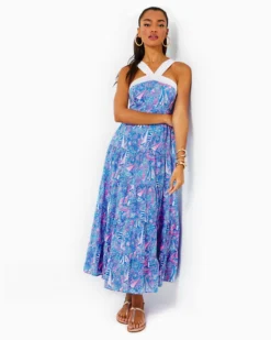 Jenette Cotton Halter Maxi Dress -Lilly Pulitzer Shop 013680 bocablueitsasailabration a3 sf