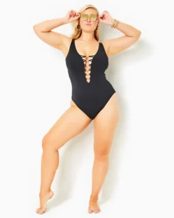 Isle Lattice Beaded One-Piece Swimsuit 12 Isle Lattice Beaded One-Piece Swimsuit -Lilly Pulitzer Shop 013697 onyx a6 sf