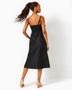 Ellara Jacquard Midi Bow Dress