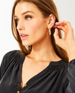 Harbour Hoop Earrings -Lilly Pulitzer Shop 014439 goldmetallic a3 sf